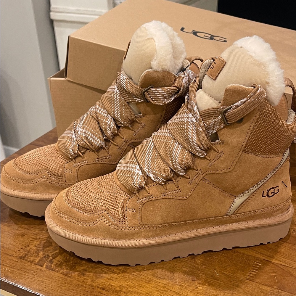 UGG Chestnut High-Top Boots with Plush Lining